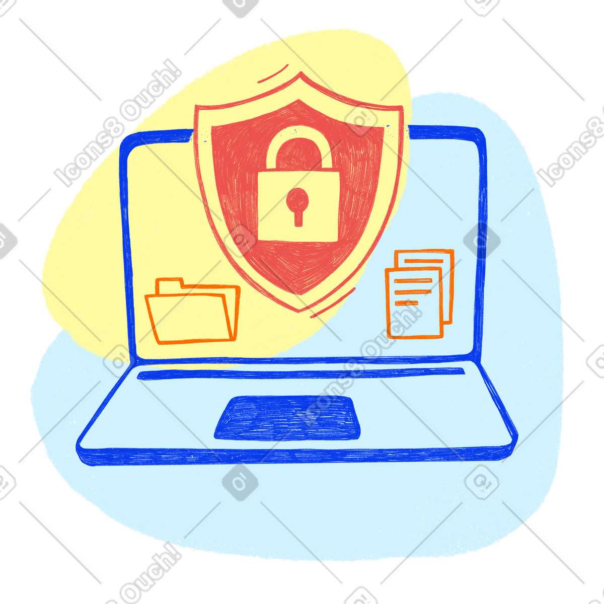 Ilustração de Security of your computer data em no estilo Biro para baixar em PNG, SVG