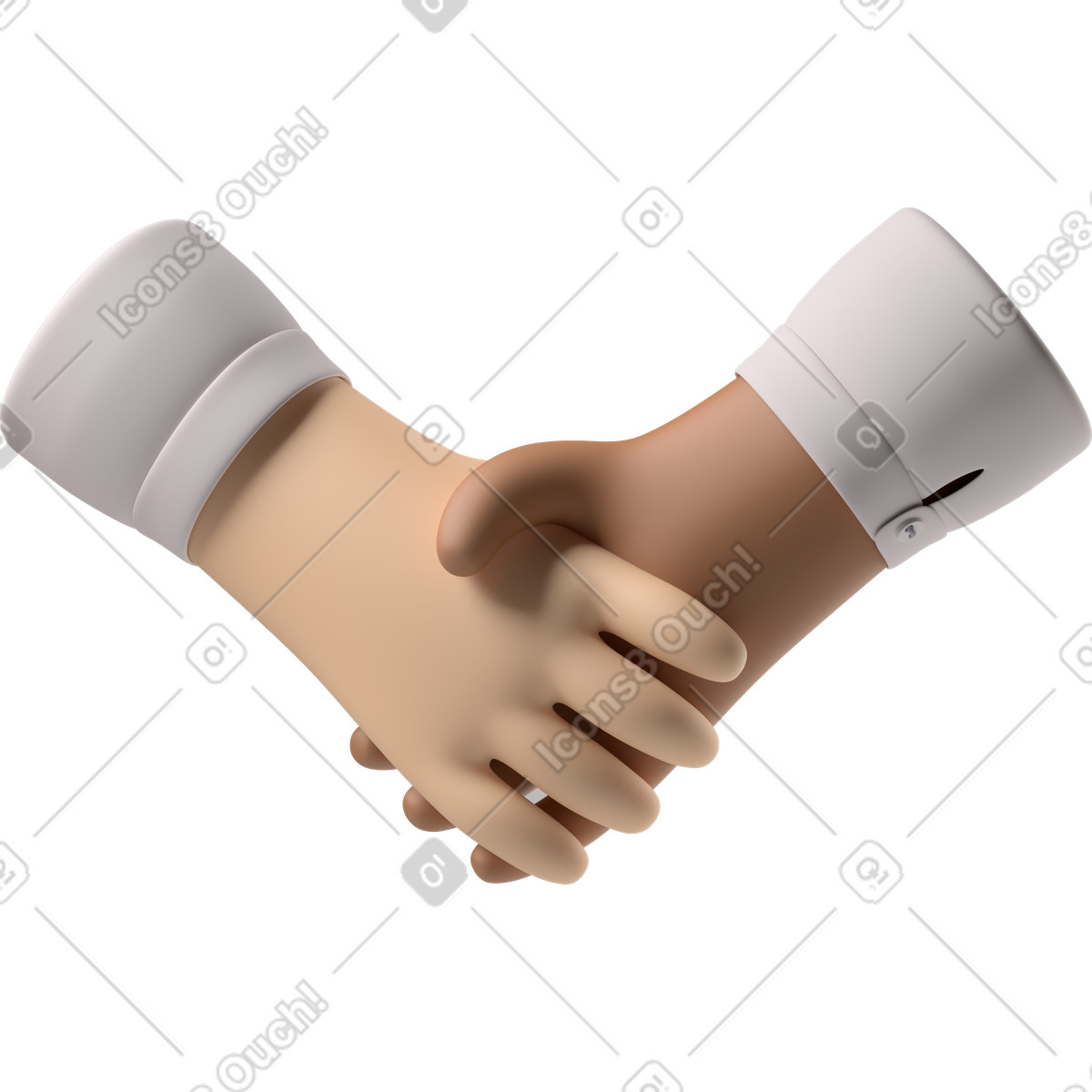 Stretta di mano pelle pallida e mani marrone illustrazione in stile 3D Hands Fun&Wild scarica in PNG, SVG