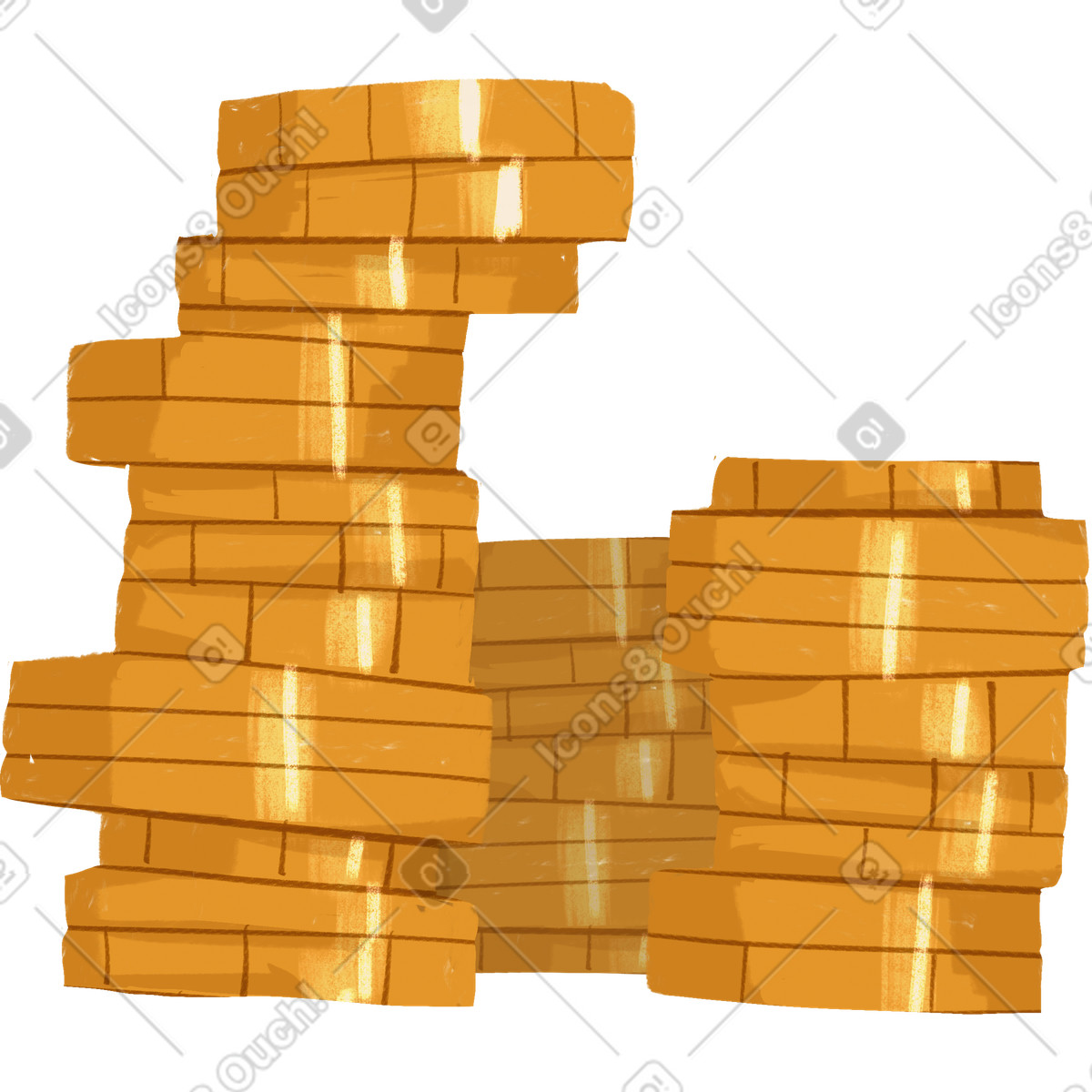 Illustration Pile of golden coins dans le style Lumiere à télécharger aux formats PNG, SVG
