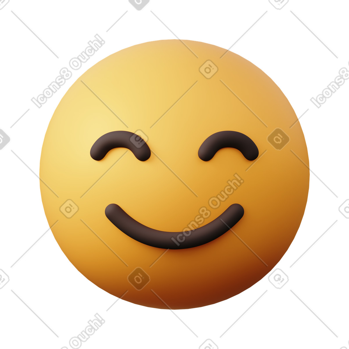 Viso sorridente con occhi sorridenti illustrazione in stile 3D Sugary scarica in PNG, SVG