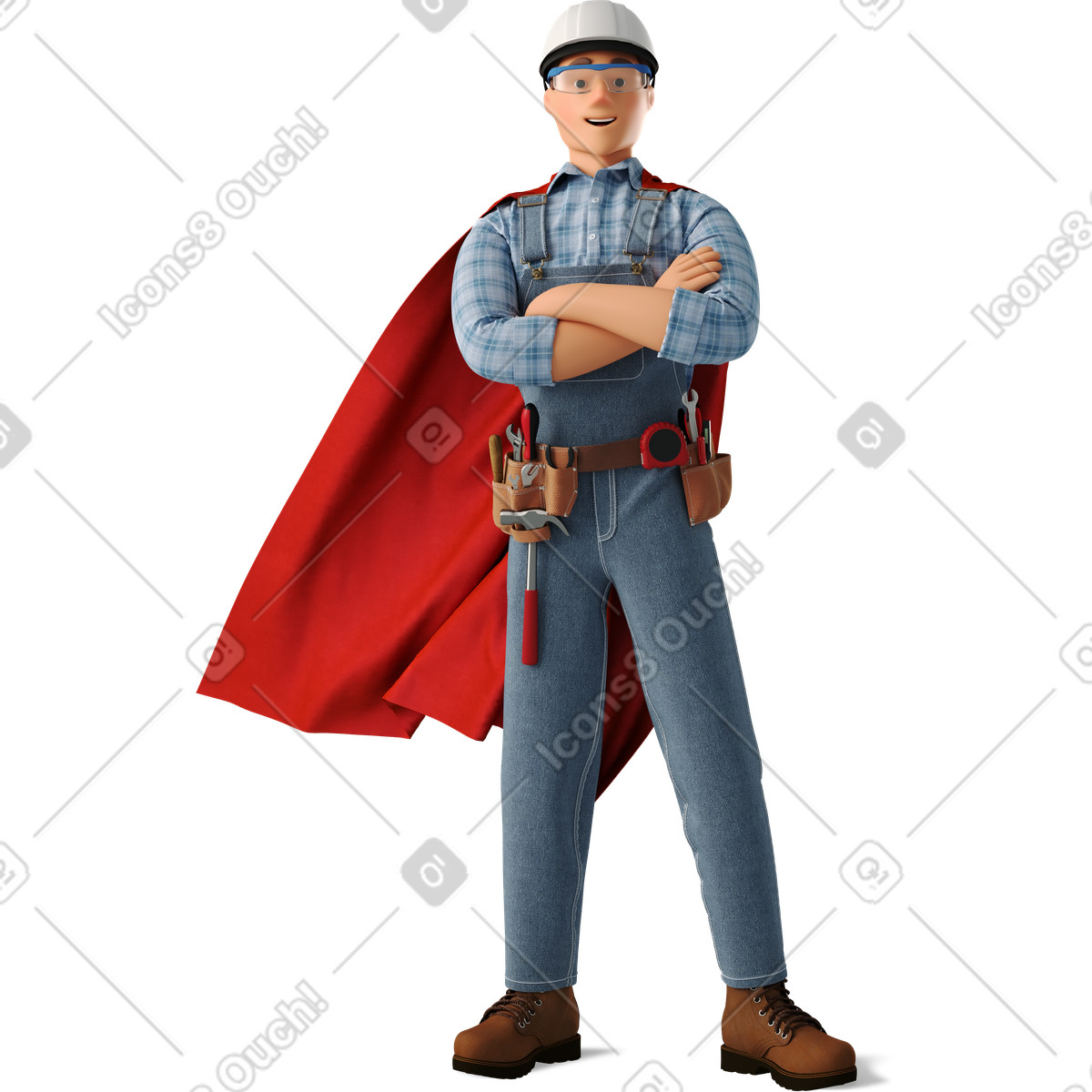 Superhero builder illustration in 3D Business style download in PNG, SVG