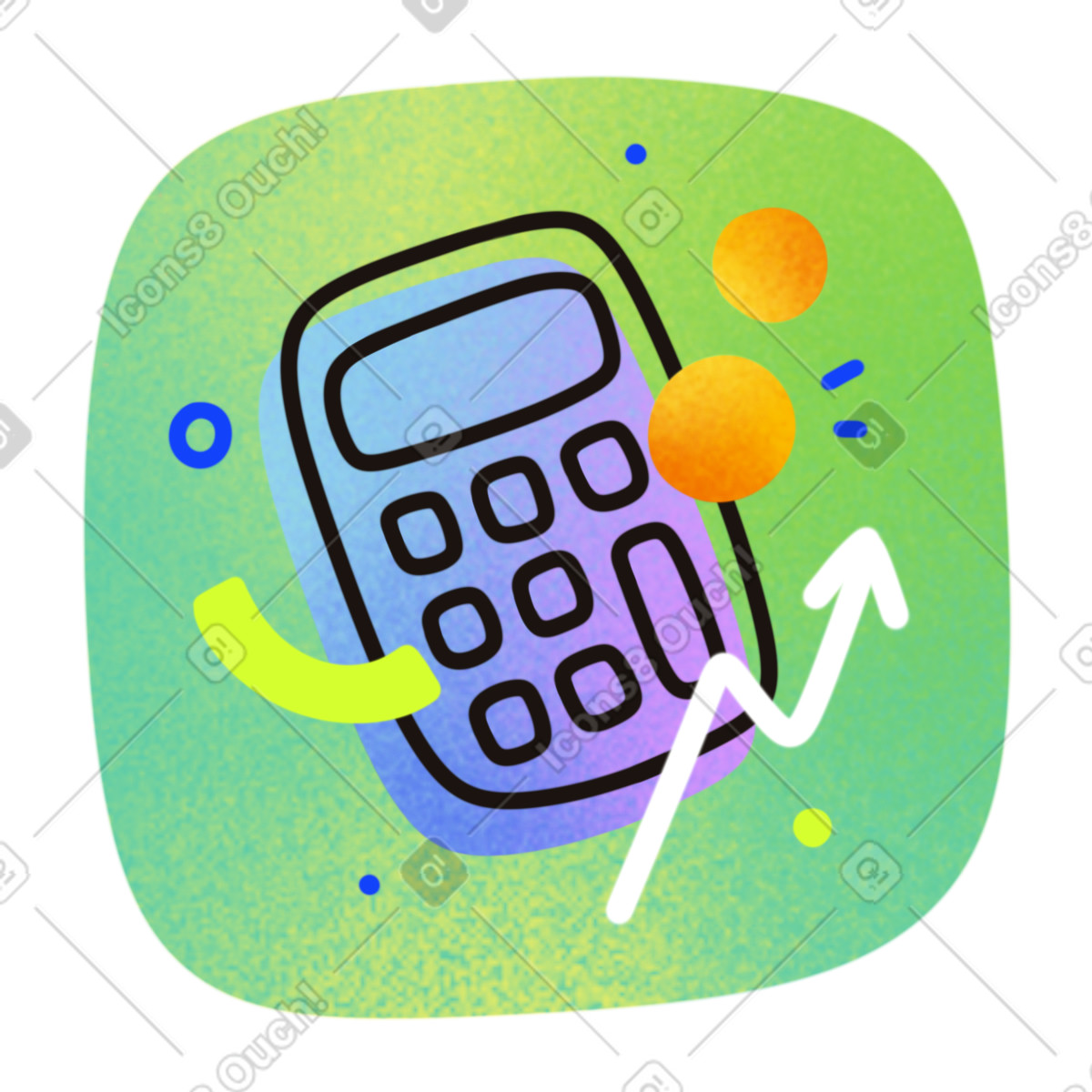 Calculator with coins illustrazione in stile Flow scarica in PNG, SVG