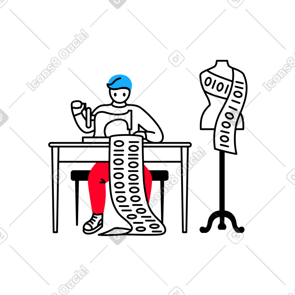Man writes code with his hands illustration in Transistor style download in PNG, SVG