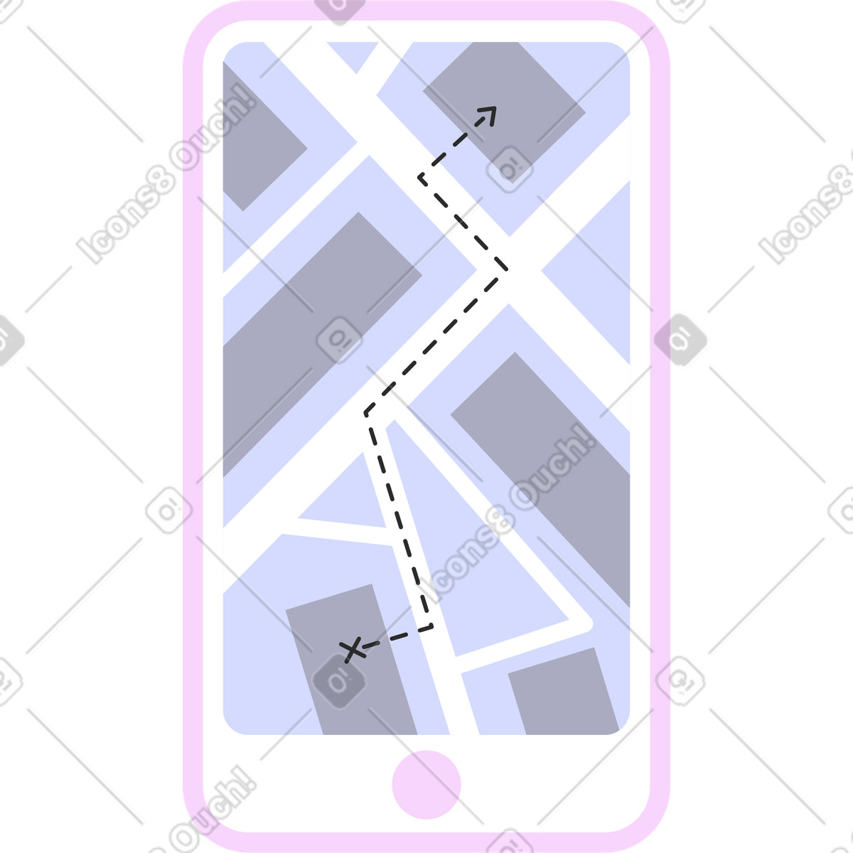 Ilustração de Mobile phone with geolocation map em no estilo Marginalia para baixar em PNG, SVG