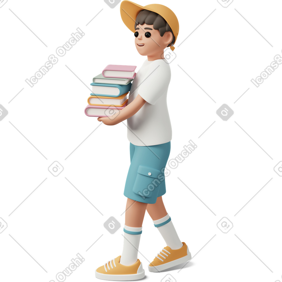 Ilustração de Boy carrying books em no estilo 3D Casual life para baixar em PNG, SVG
