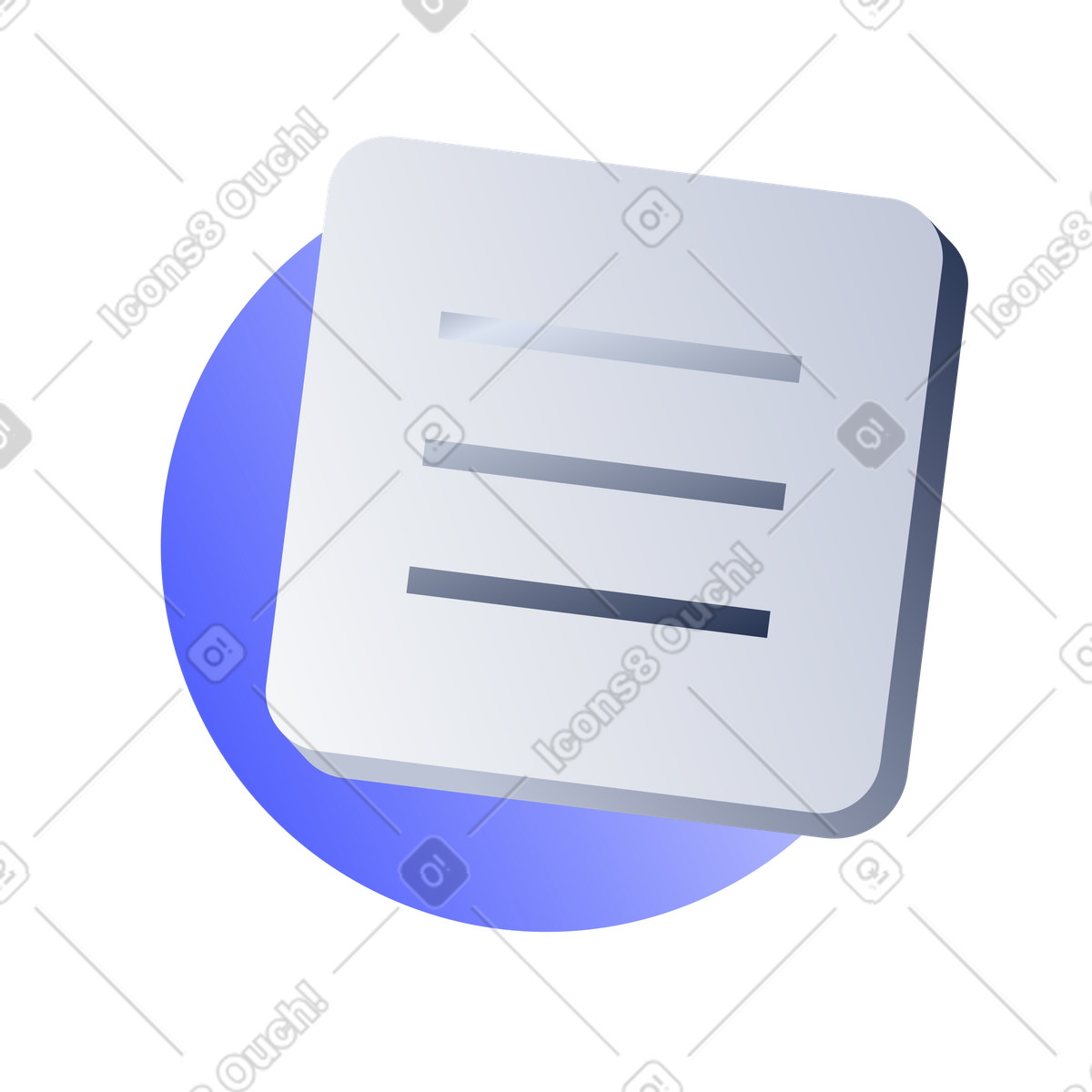 Minimalist hamburger menu icon, app design element illustration in Lucent style download in PNG, SVG