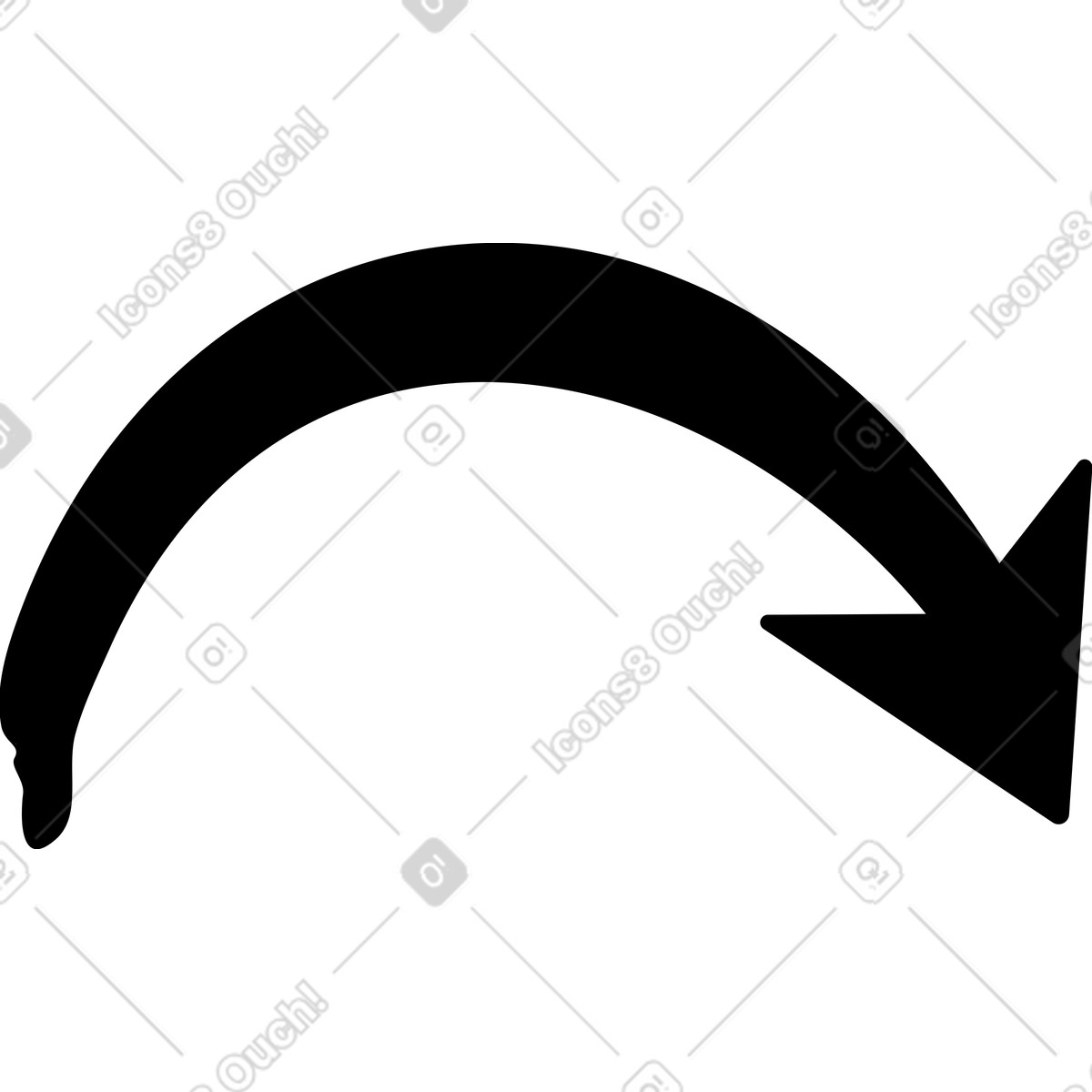 Twirl スタイルの 黒矢印曲線 のイラストをPNG、SVG形式でダウンロード