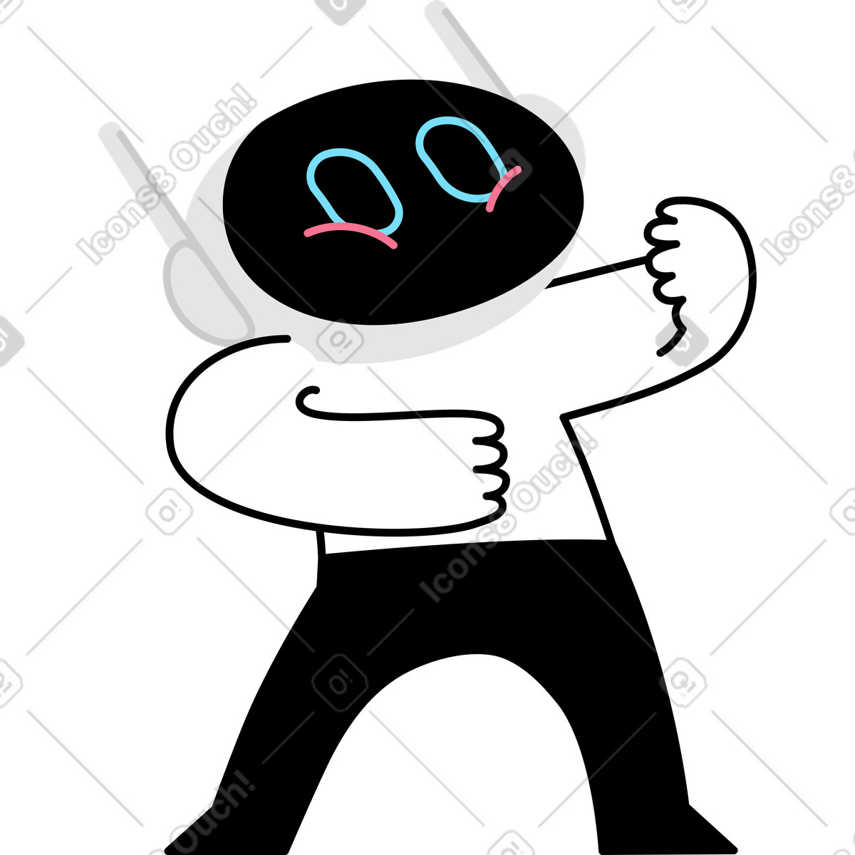 Ilustração de Personagem com cabeça robô em no estilo Giggle para baixar em PNG, SVG