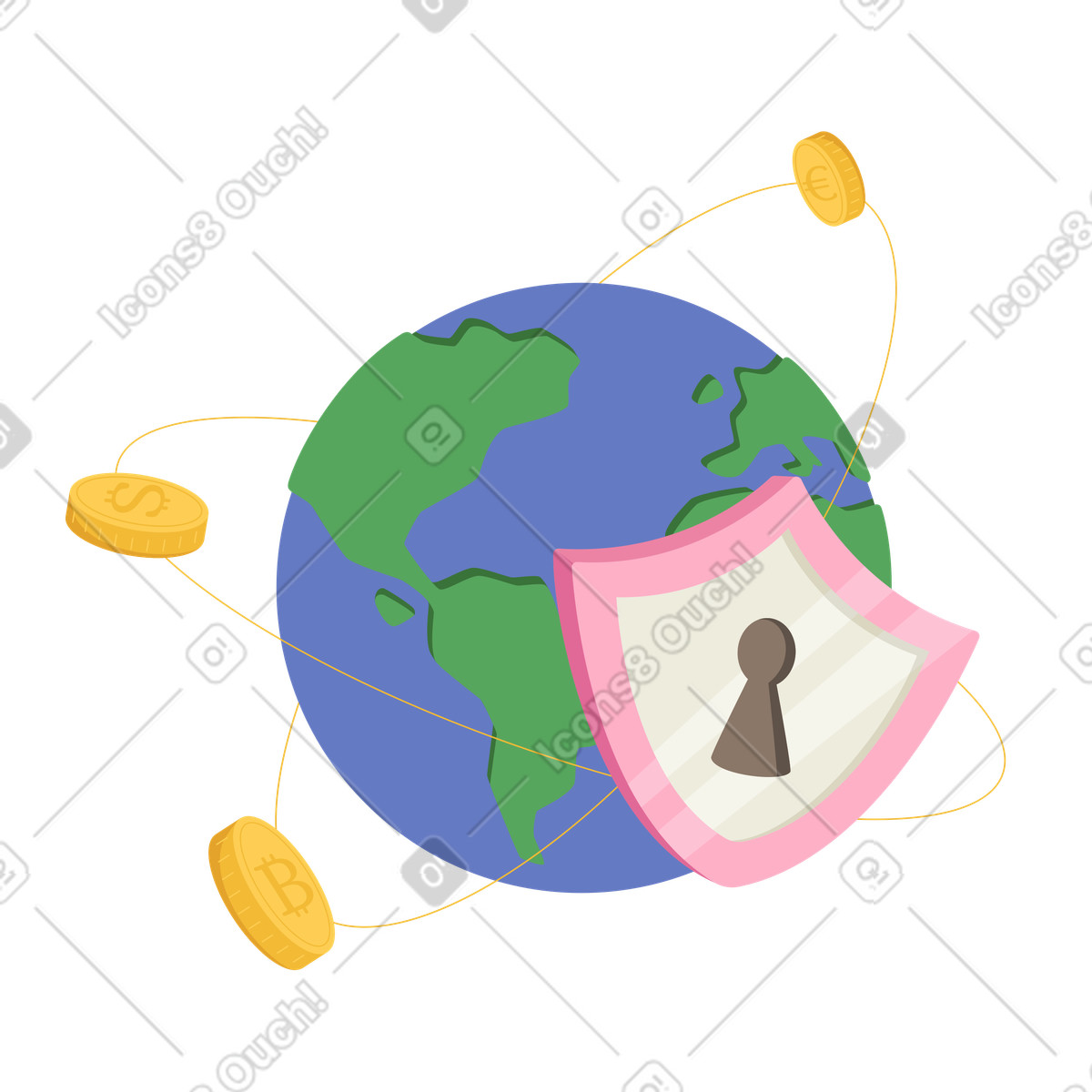 Trasferimenti di denaro internazionali e sicuri illustrazione animata in stile Social scaricabile in GIF, Lottie (JSON), AE