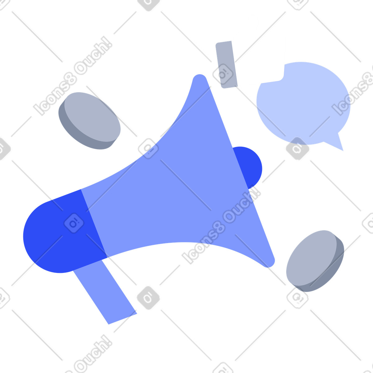 System スタイルの Megaphone promoting social media engagement with like and chat bubble のイラストをPNG、SVG形式でダウンロード