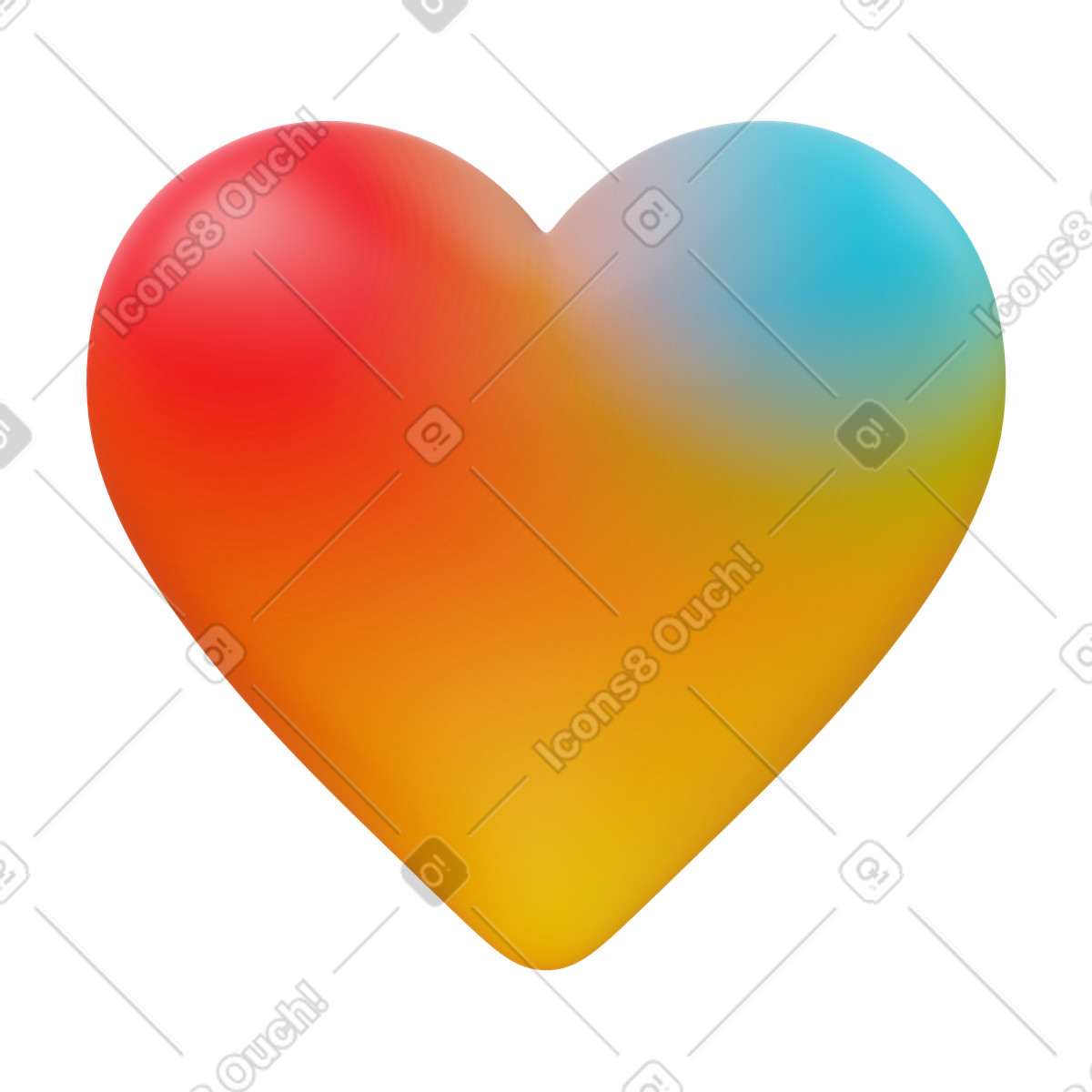 Ilustração de Heart shape with red yellow blue gradient colors and highlight em no estilo 3D Fluency para baixar em PNG, SVG
