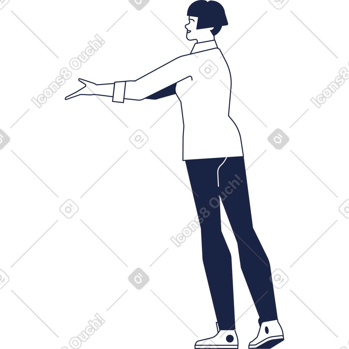 Ilustração de Mulher com os braços estendidos em no estilo Urban Line para baixar em PNG, SVG
