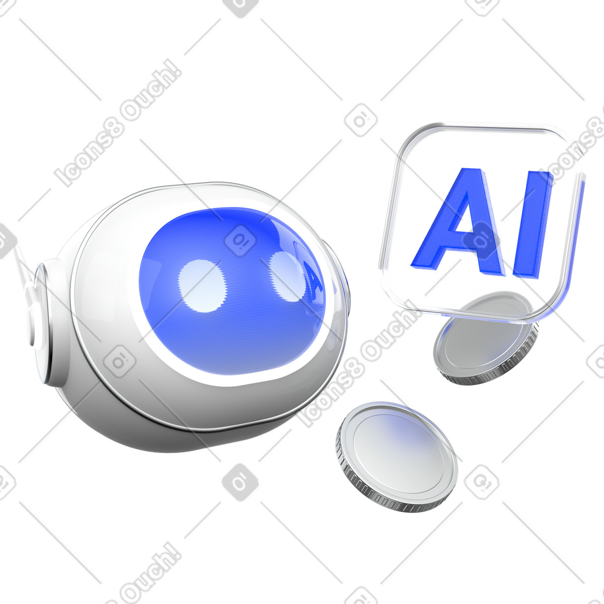 AI robot finance, Artificial intelligence trading, Crypto growth illustration in 3D Enterprise style download in PNG, SVG
