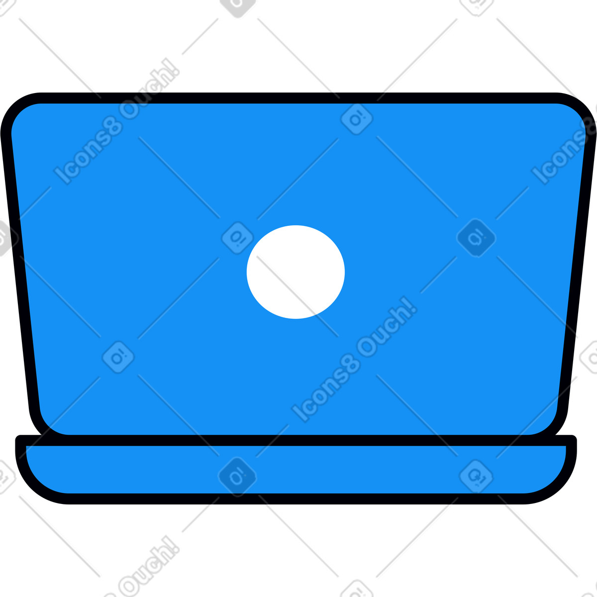 Computer portatile aperto blu illustrazione in stile Droll scarica in PNG, SVG