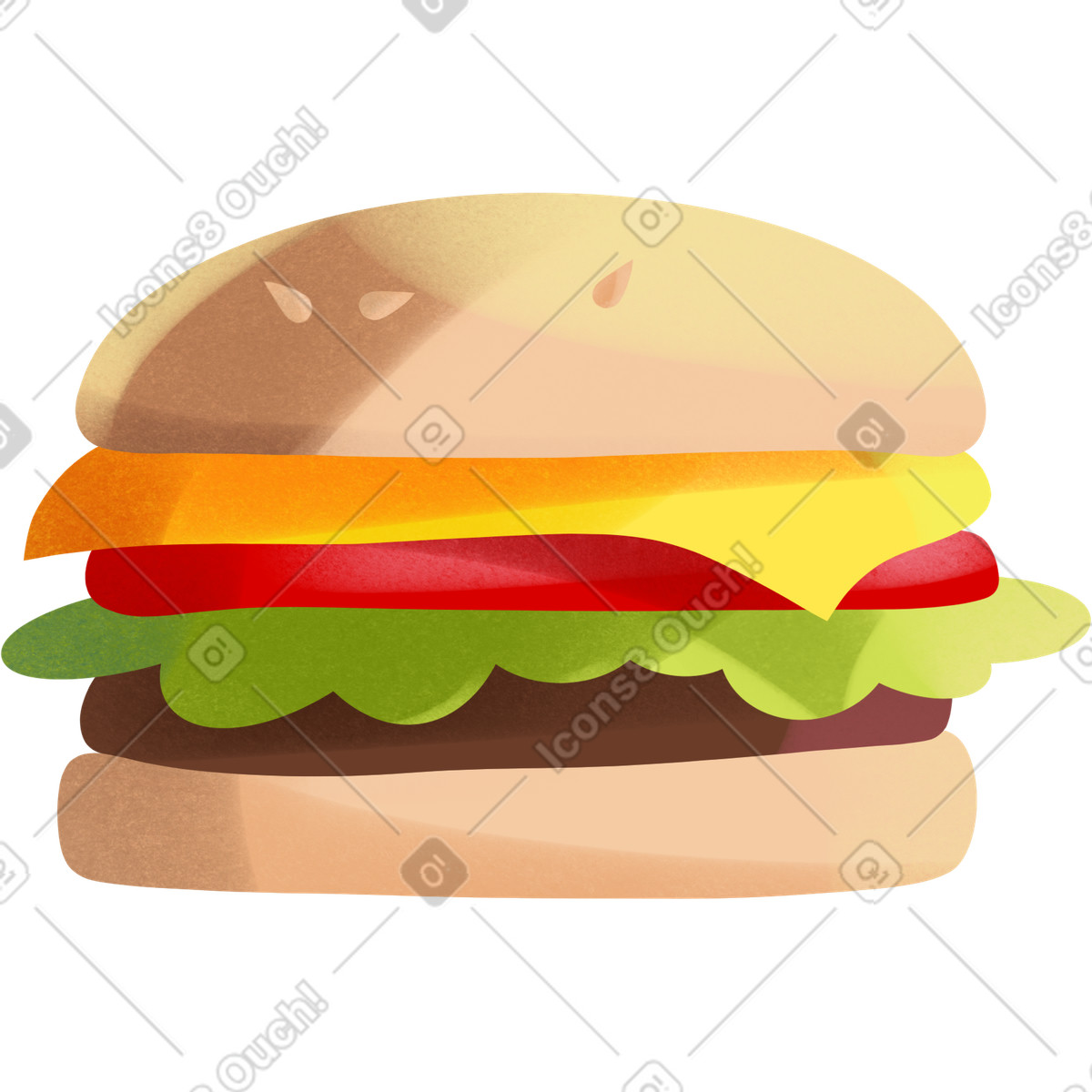 Ilustración Hamburguesa con queso en estilo Shine a descargar en PNG y SVG