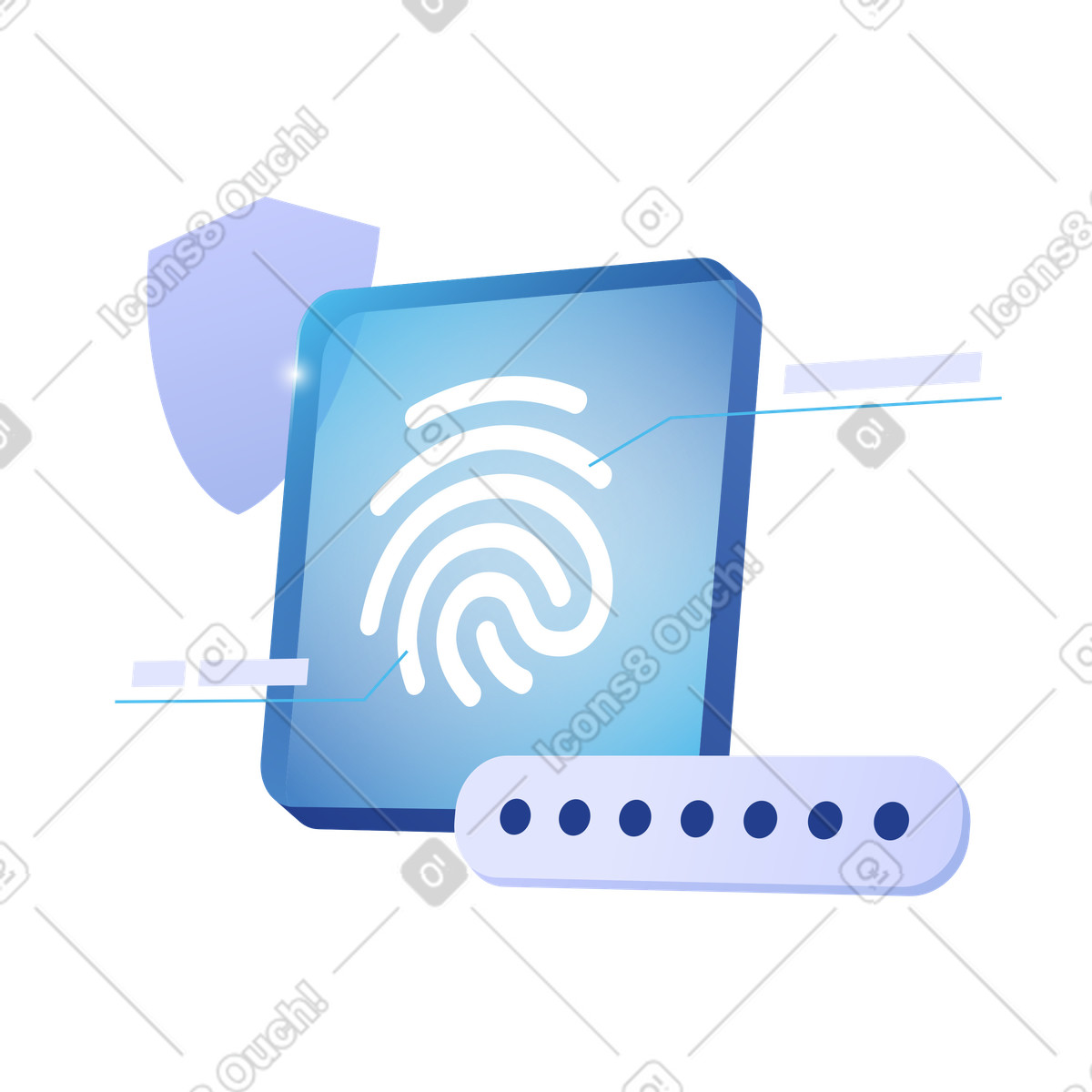 Icona dell'impronta digitale con campo password, verifica dell'identità e privacy illustration in PNG, SVG