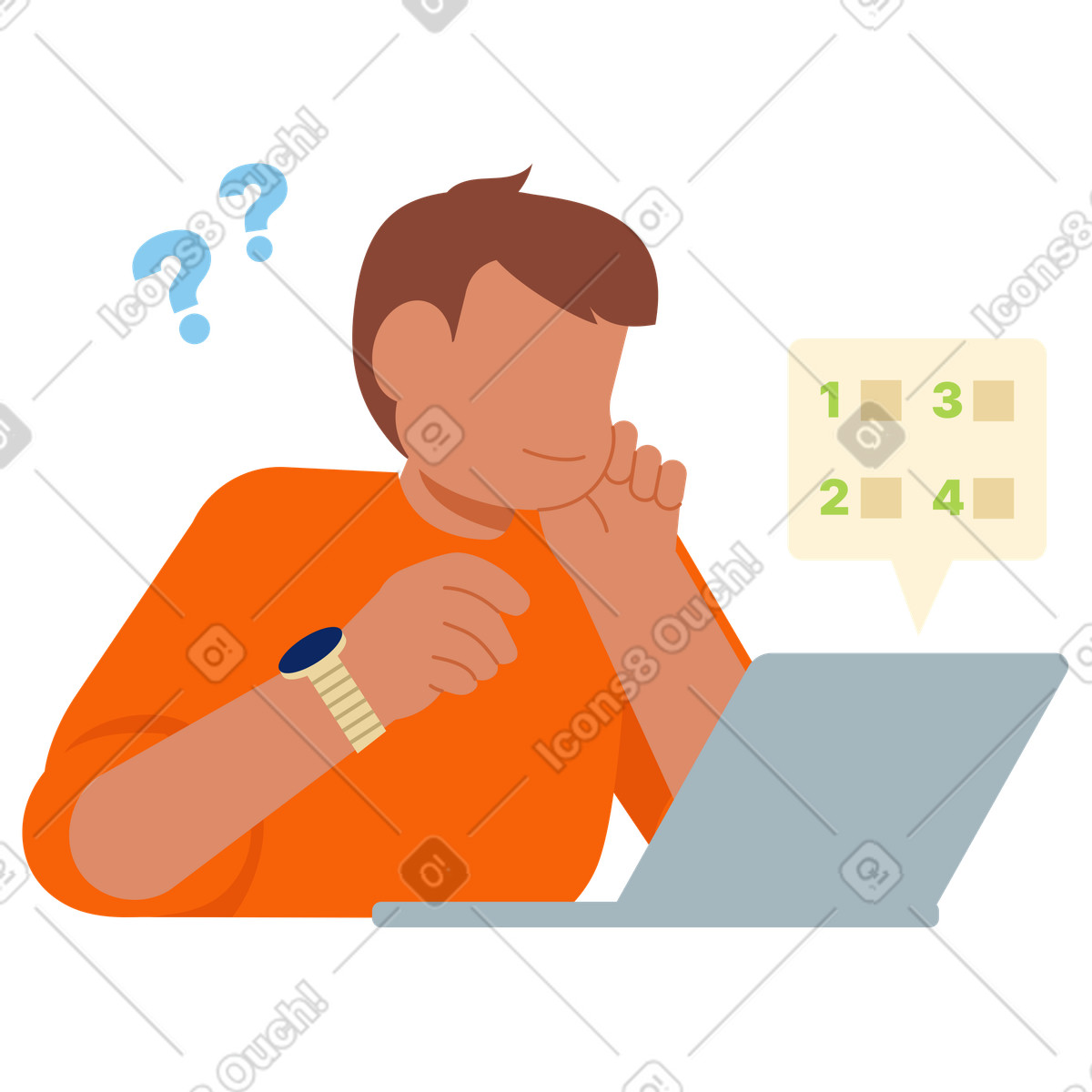Young man taking online test illustration in Catchy style download in PNG, SVG