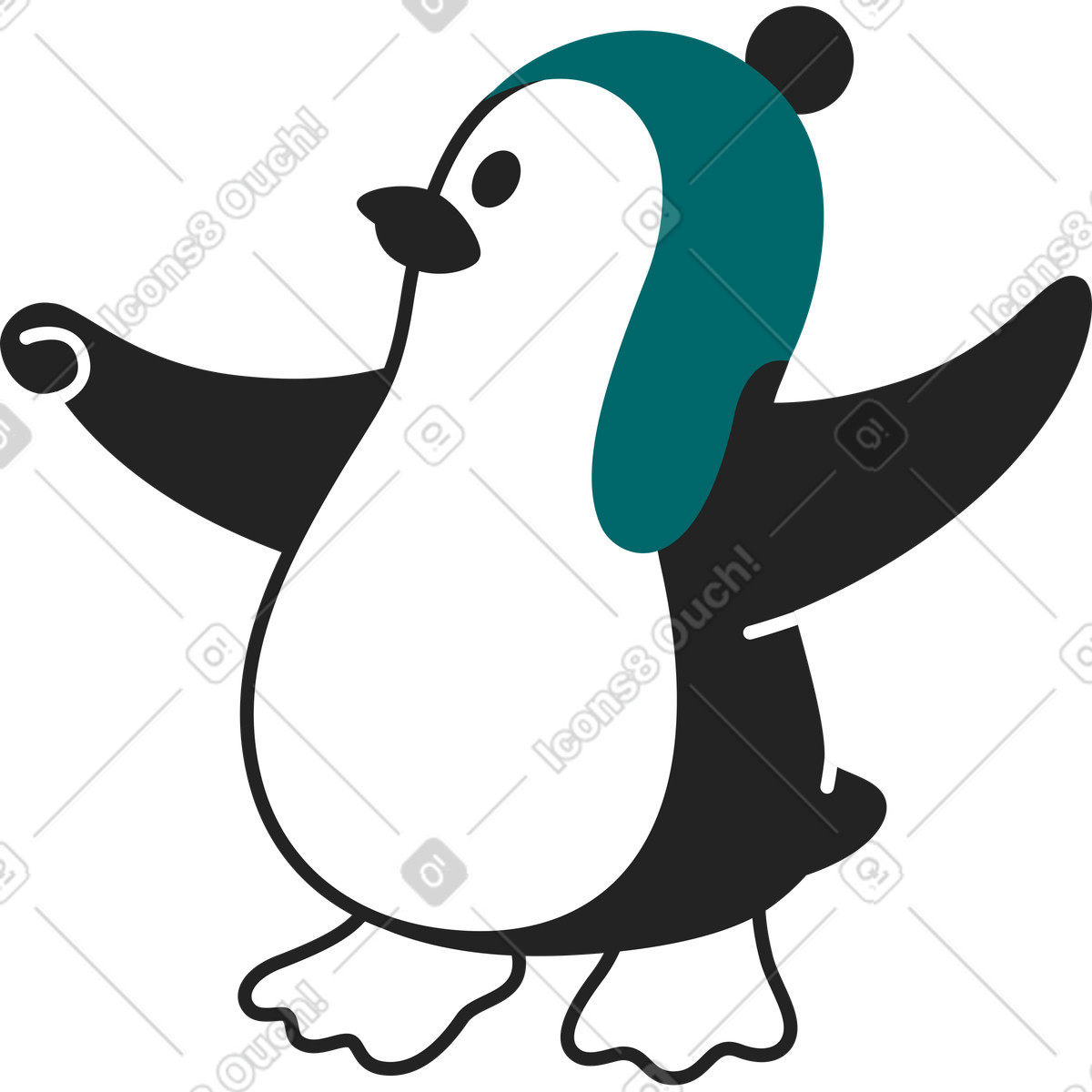 下载 Sammy Line 风格的 戴帽子的企鹅 插画，支持 PNG、SVG 格式