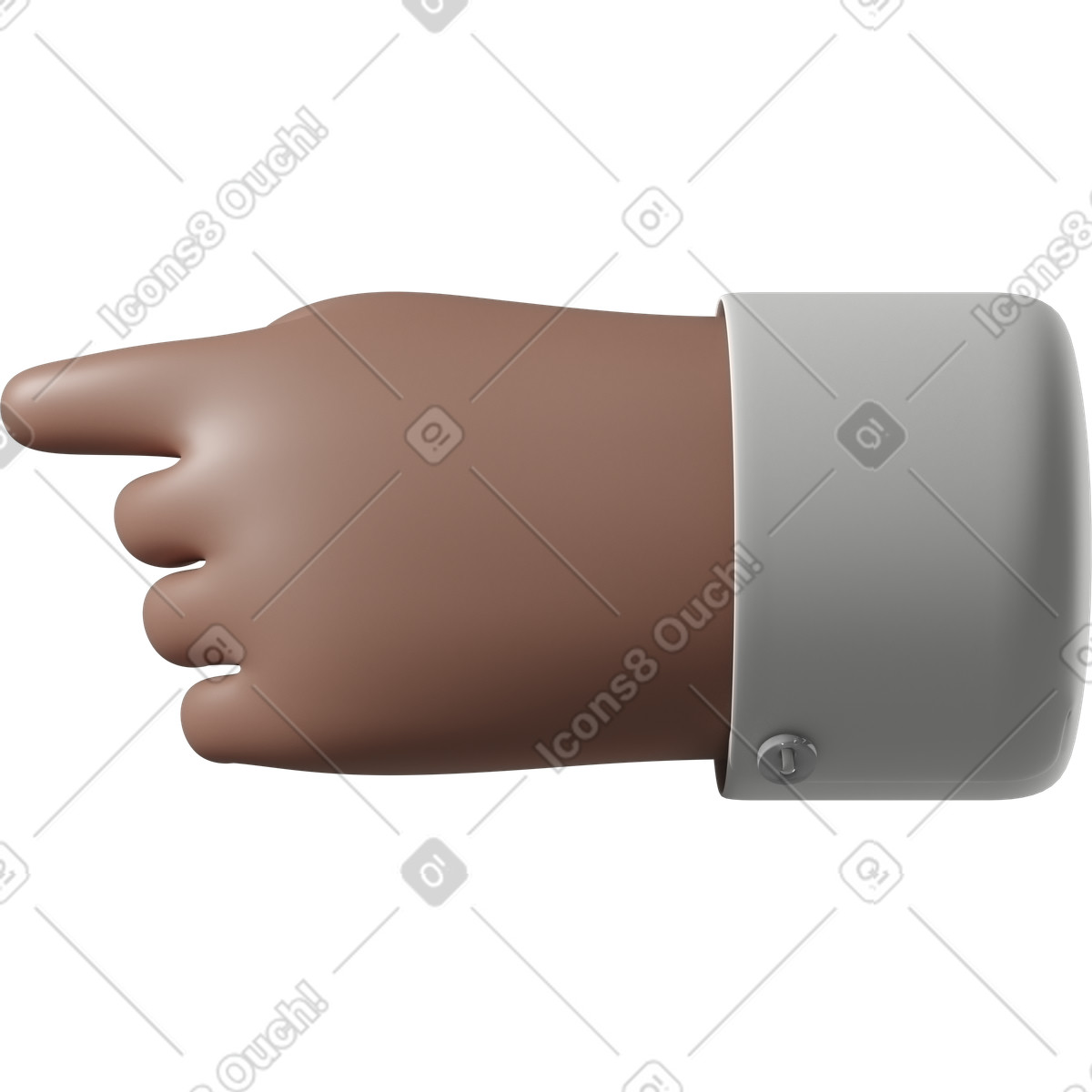 Brown skin hand pointing to the left illustration in 3D Hands Fun&Wild style download in PNG, SVG