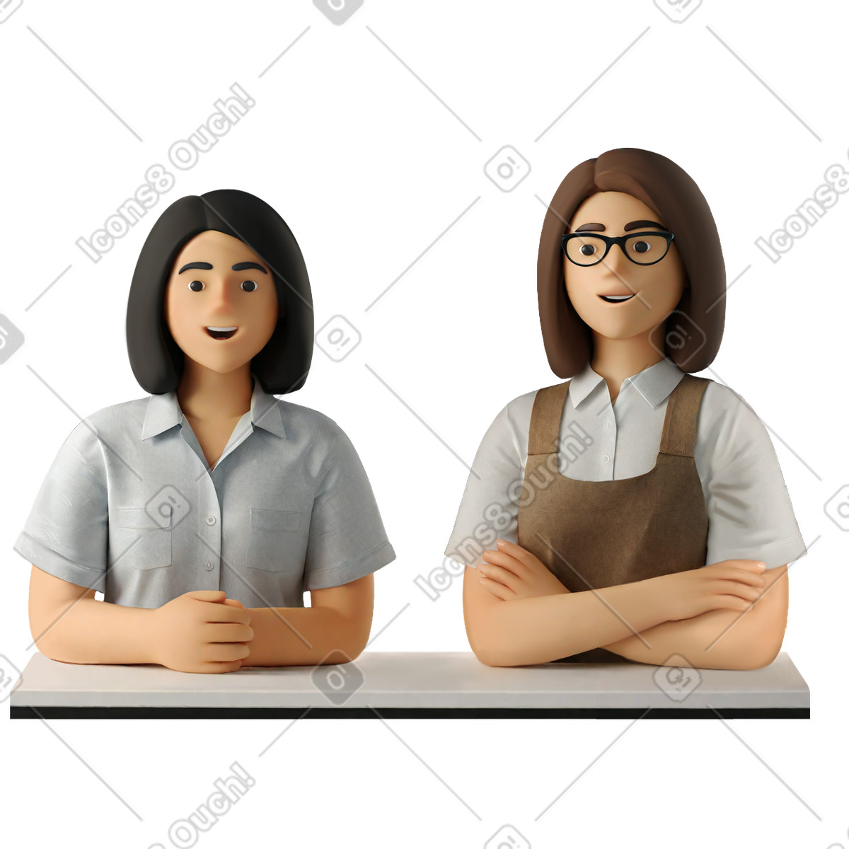 Illustration Deux femmes assises à une table et discutant dans le style Experimental télécharger aux formats PNG, SVG