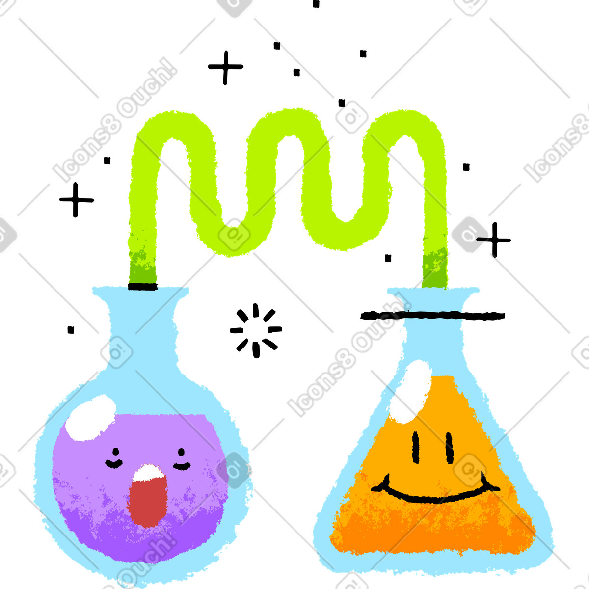 Scientific chemical experiment illustration in PNG, SVG