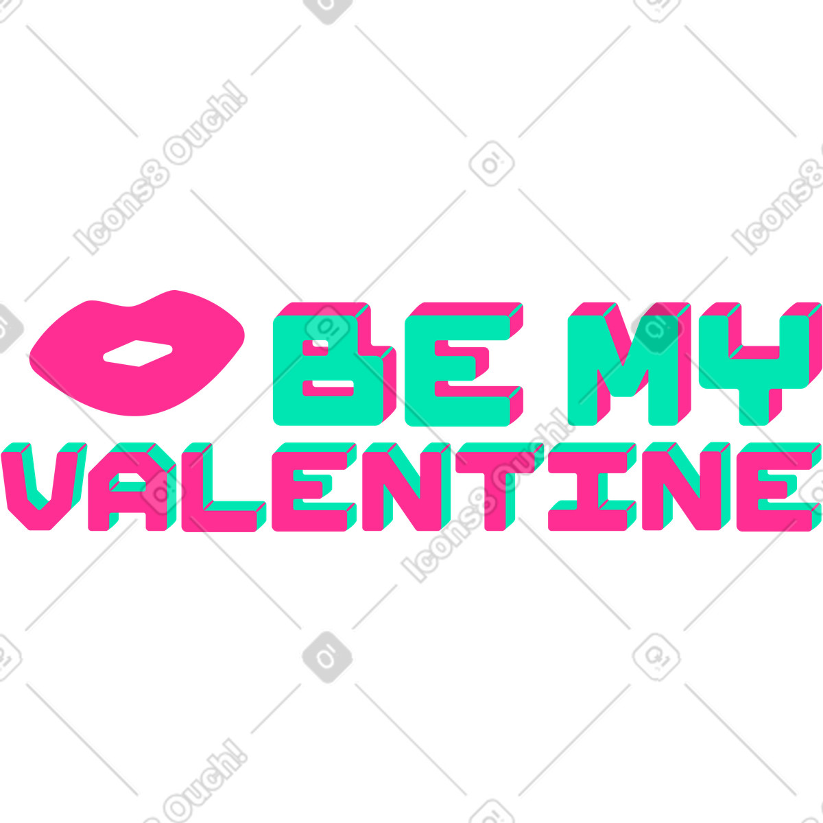 Cyborg 스타일의 Lettering be my valentine 일러스트레이션 PNG, SVG 다운로드