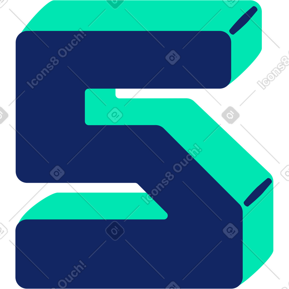 Number five illustration in Cyborg style download in PNG, SVG