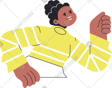 Girl in yellow striped shirt torso PNG, SVG