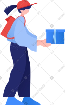 Delivery woman hold the box PNG, SVG