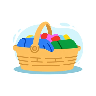 A basket overflowing with freshly washed and folded laundry