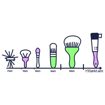 A timeline illustration showing the evolution of brushes over centuries