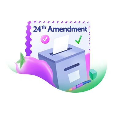 A commemorative stamp featuring the 24th Amendment and a ballot box