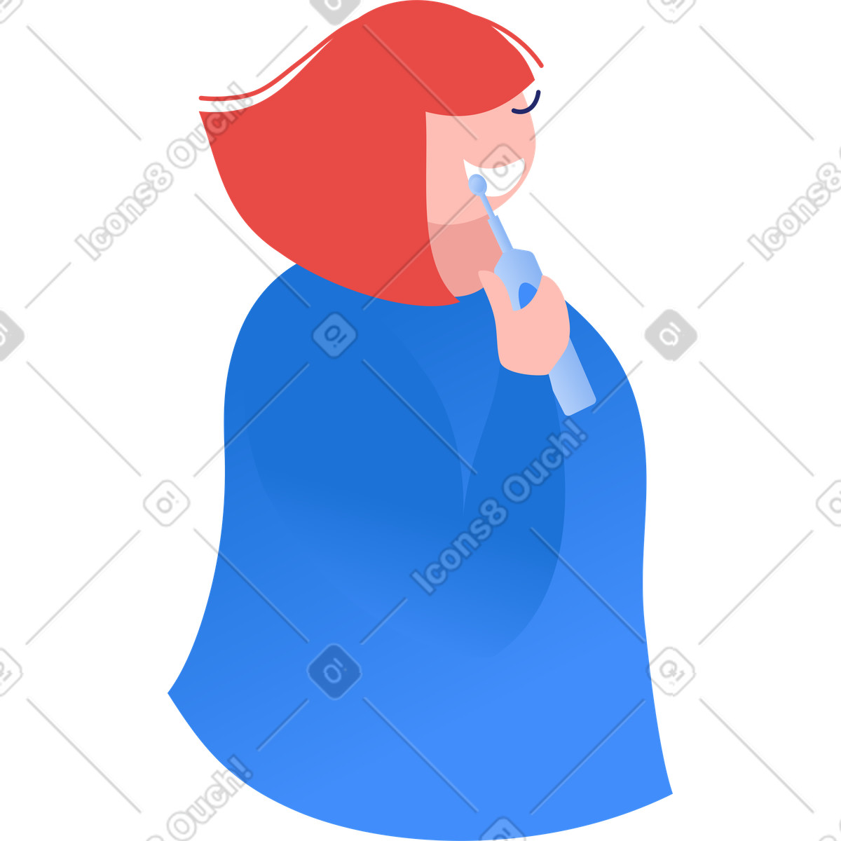Woman with electric toothbrush illustration in Clip style download in PNG, SVG