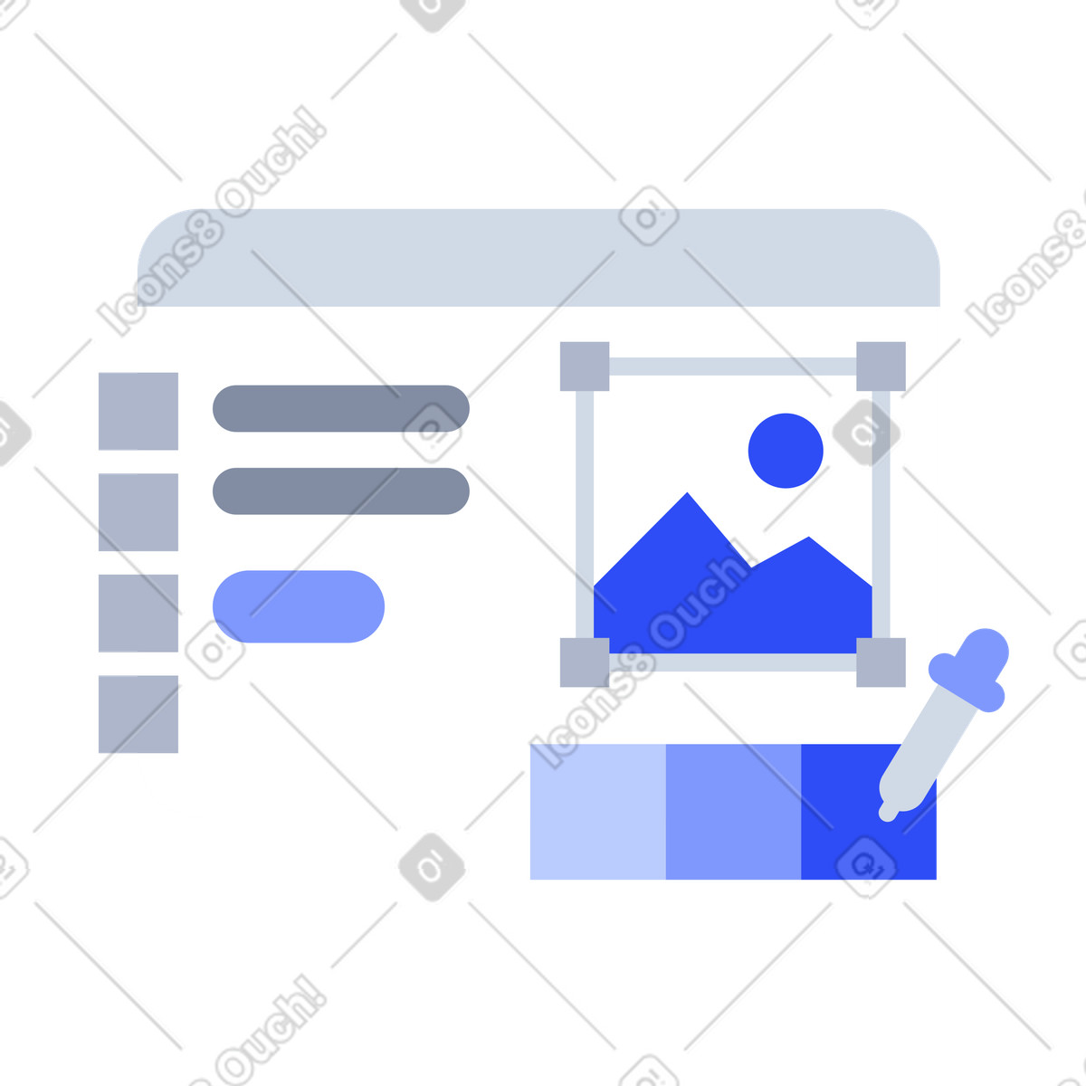 Website layout in browser window for web design and prototyping illustration System style download PNG, SVG