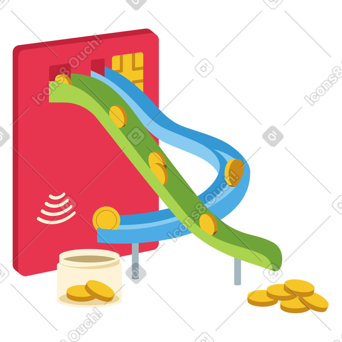 Illustration Finances personnelles, gestion des flux de trésorerie cartes bancaires dans le style Catchy à télécharger aux formats PNG, SVG
