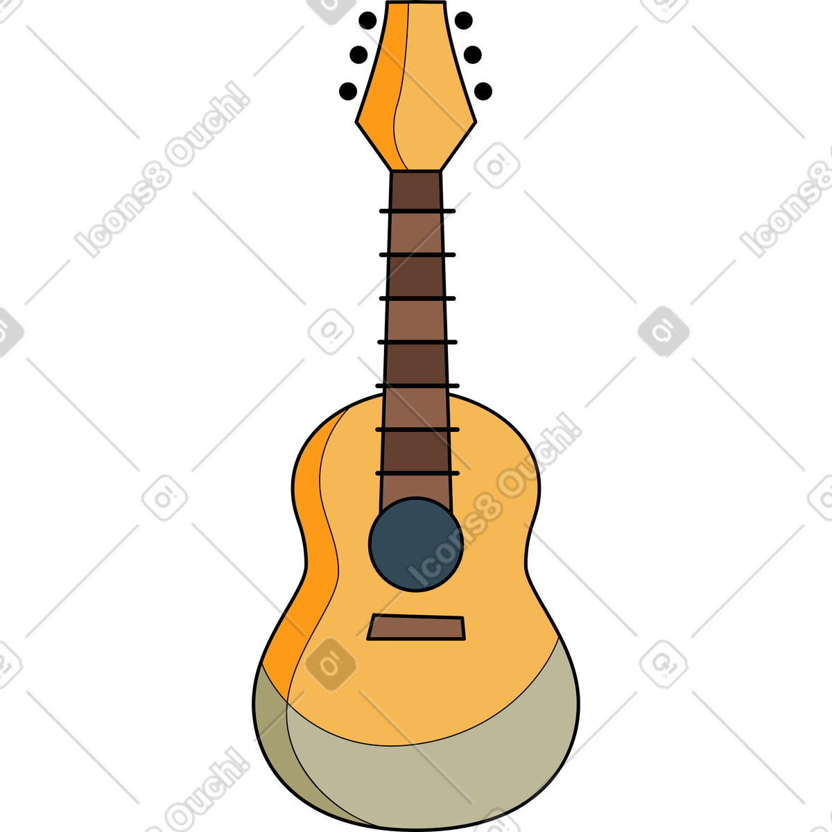 Ilustração de Violão em no estilo Surr para baixar em PNG, SVG
