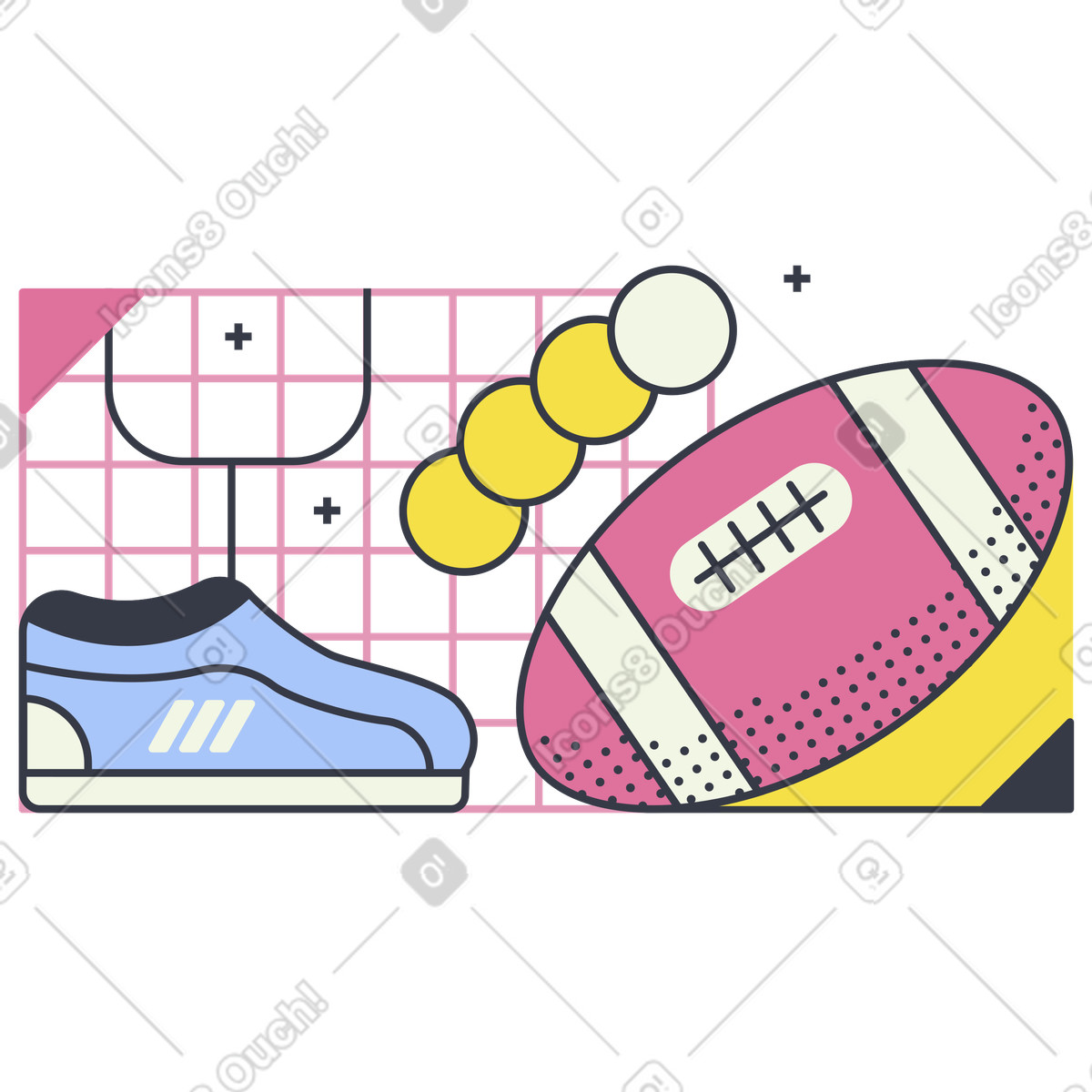 Ilustração de Bola rugby e tênis treino em no estilo Abstract para baixar em PNG, SVG