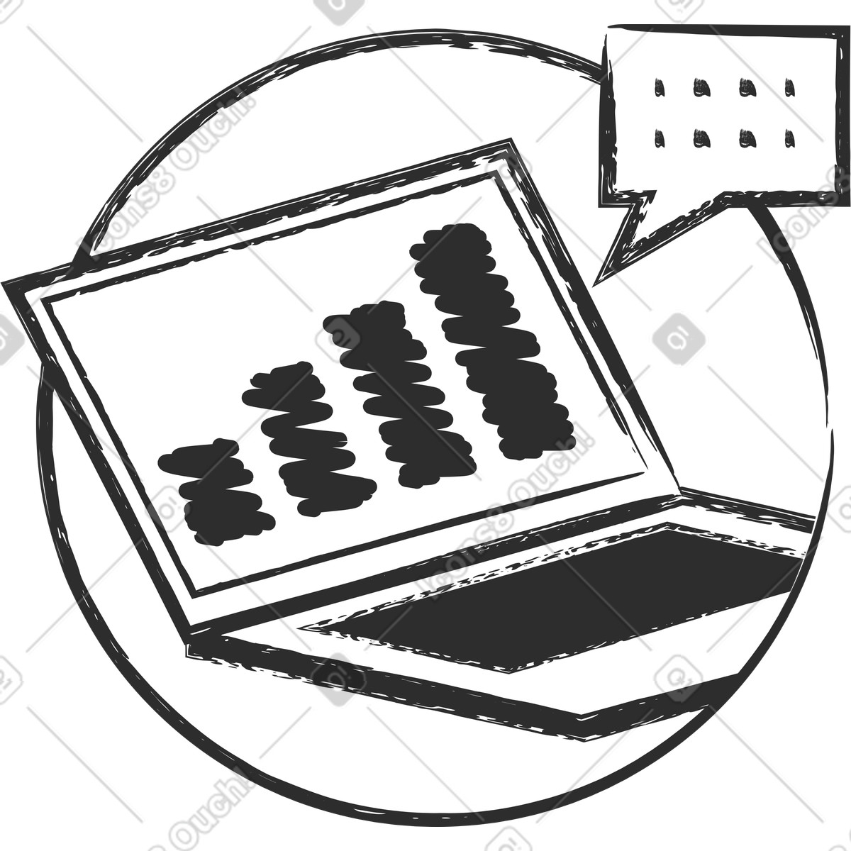 Laptop and message icon illustration in Graphite style download in PNG, SVG
