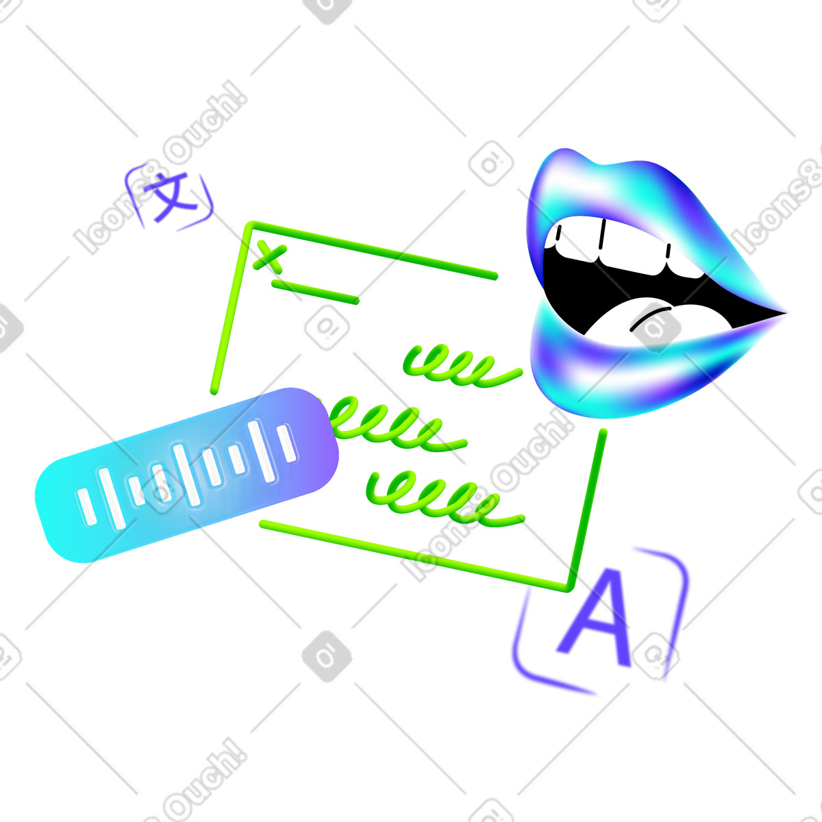 Improving foreign language speaking skills, Accent training and pronunciation improvement illustration in Pure style download in PNG, SVG