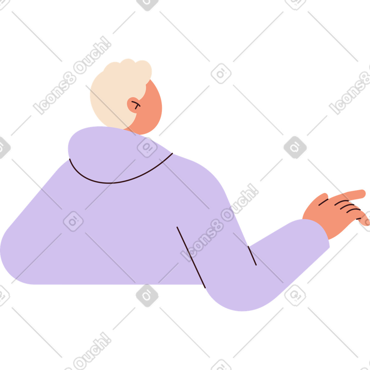 Vista posteriore dell'uomo illustrazione in stile Folks scarica in PNG, SVG
