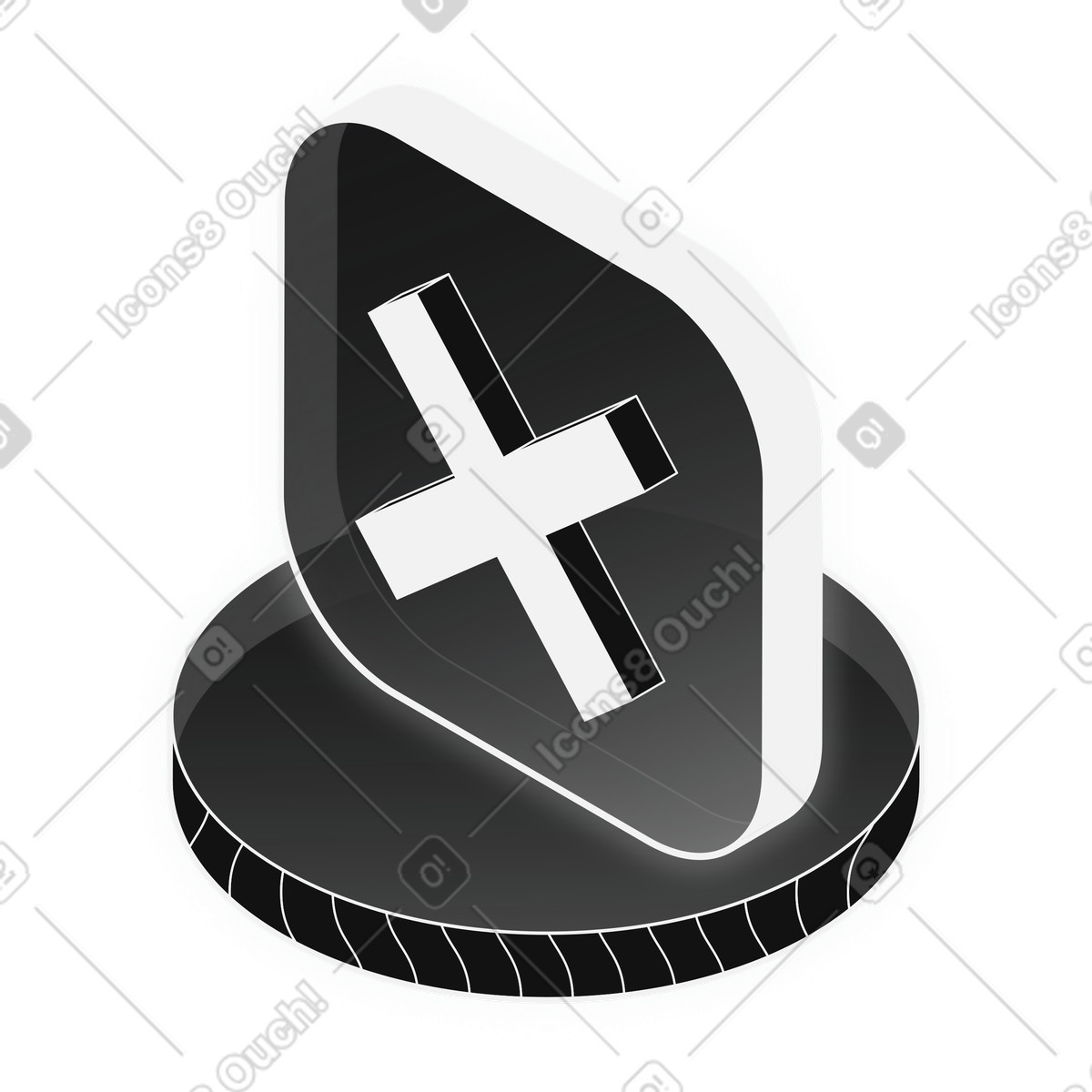 Close button UI icon for delete item action illustration in Inverse style download in PNG, SVG