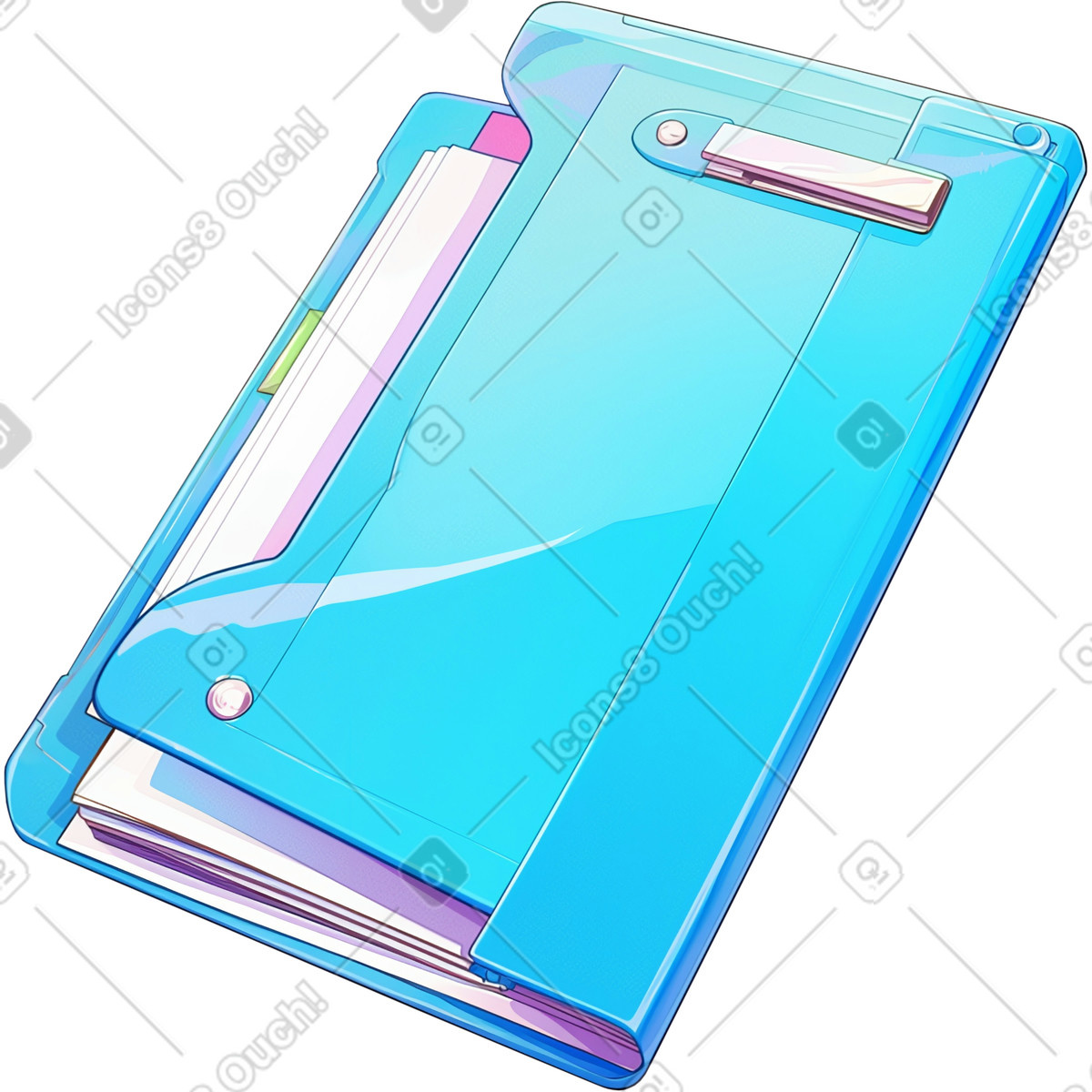 Blue folder illustration in Glazy style download in PNG, SVG