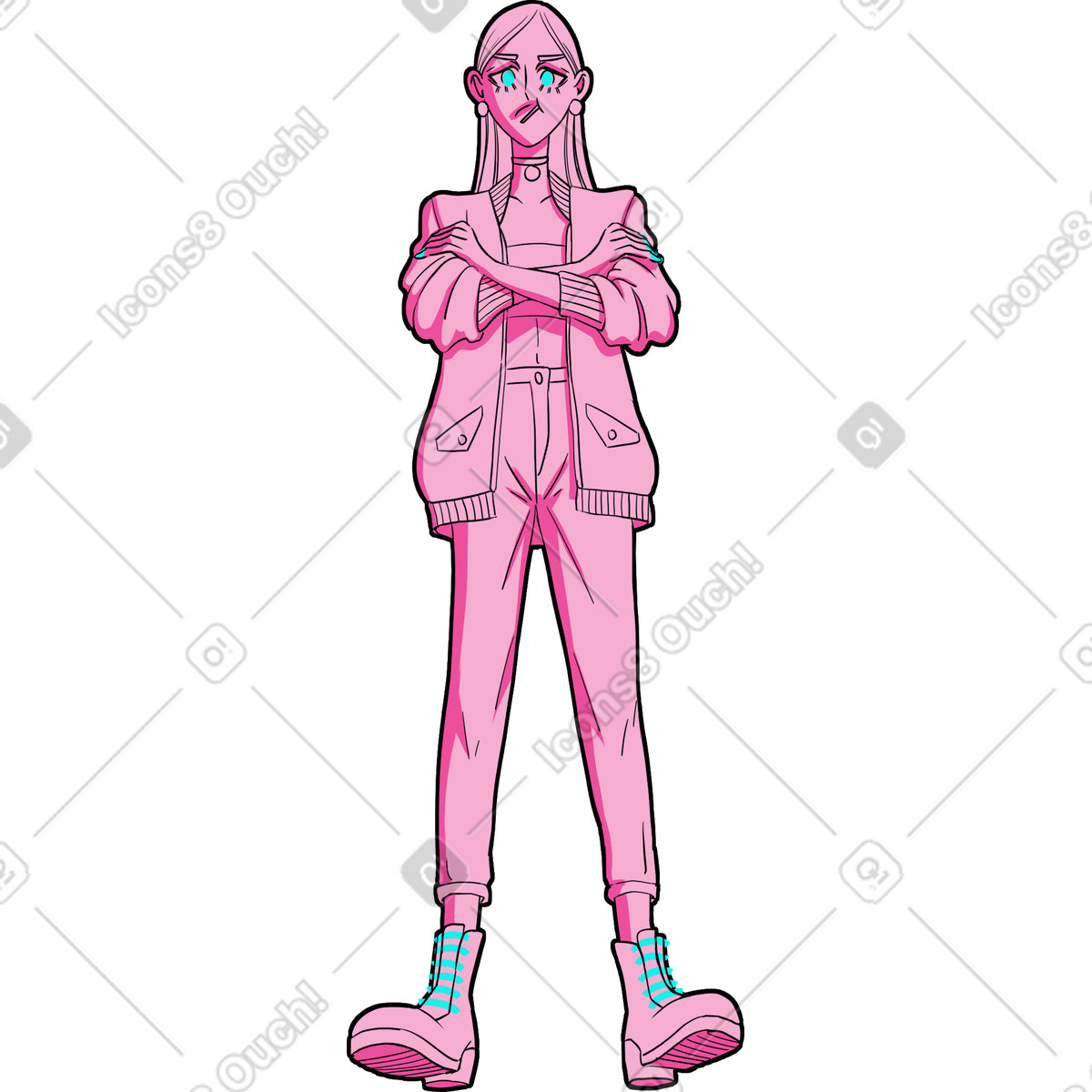Mädchen-Illustration im Experimental-Stil als Download in PNG, SVG