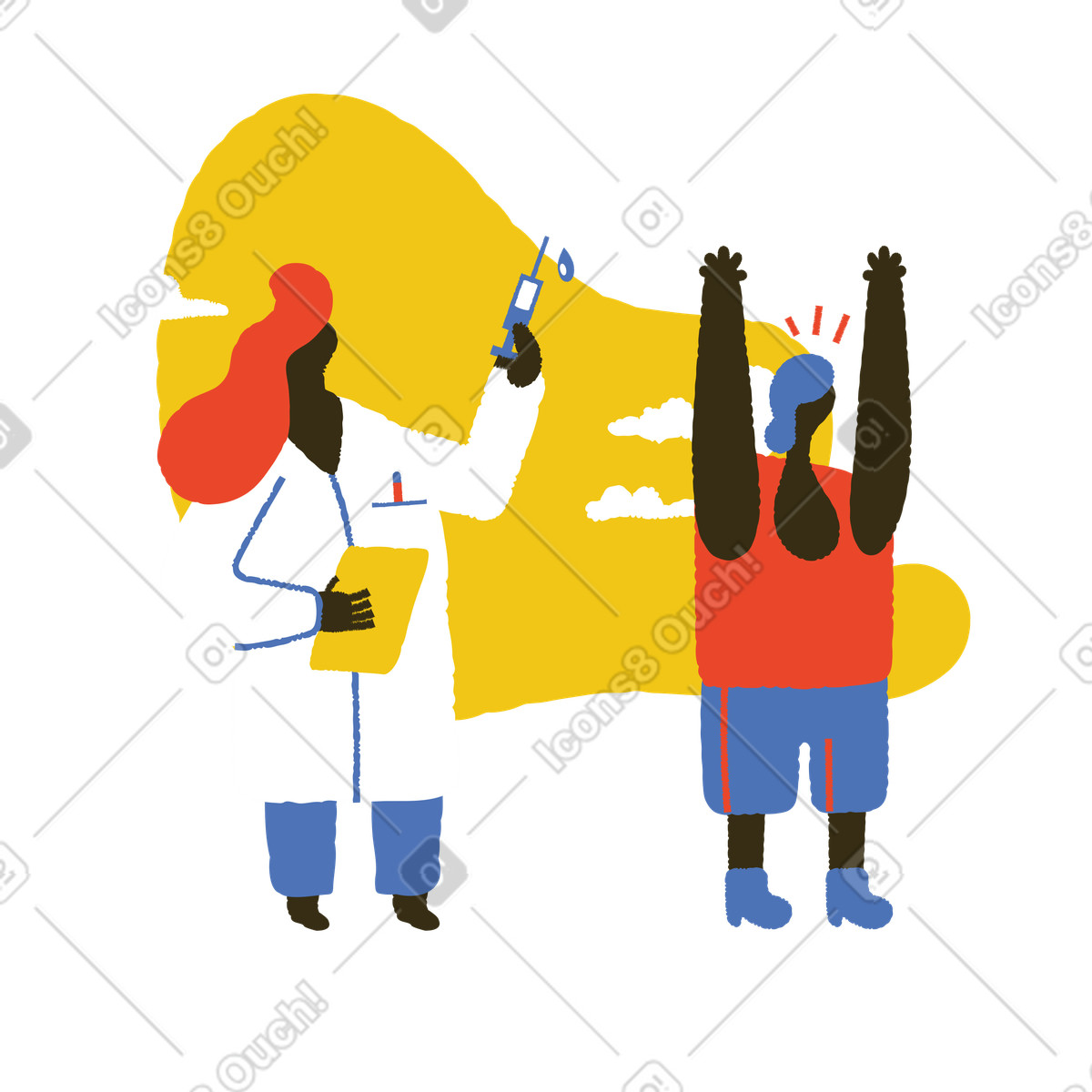 The doctor makes an injection illustration in Bermuda style download in PNG, SVG