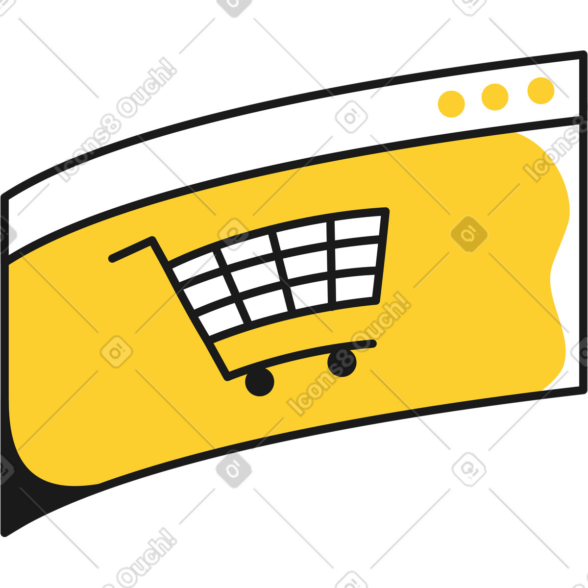 Shopping cart interface illustration in Taxi style download in PNG, SVG