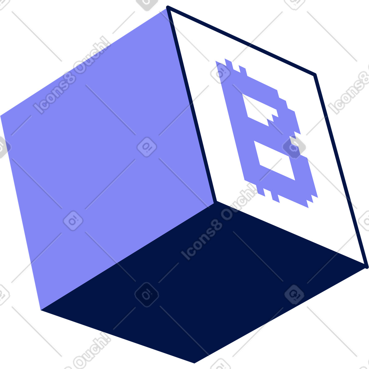 Bitcoin cube illustration in Glow style download in PNG, SVG