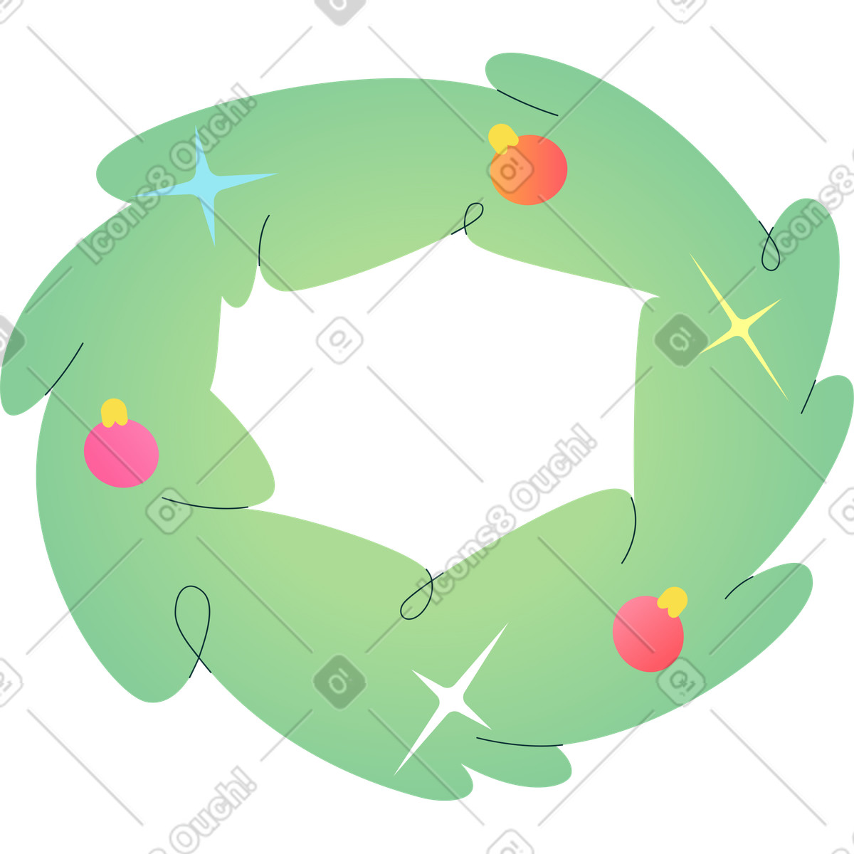 Ilustração de Guirlanda natal em no estilo Florid para baixar em PNG, SVG