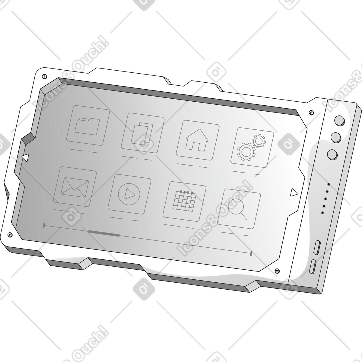 Tablet futuristic rugged touchscreen device for industrial control and monitoring-Illustration im -Stil als Download in PNG, SVG