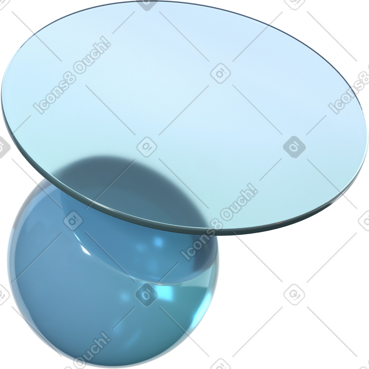 Monochrome transparent lens and sphere illustration in 3D Glassy style download in PNG, SVG