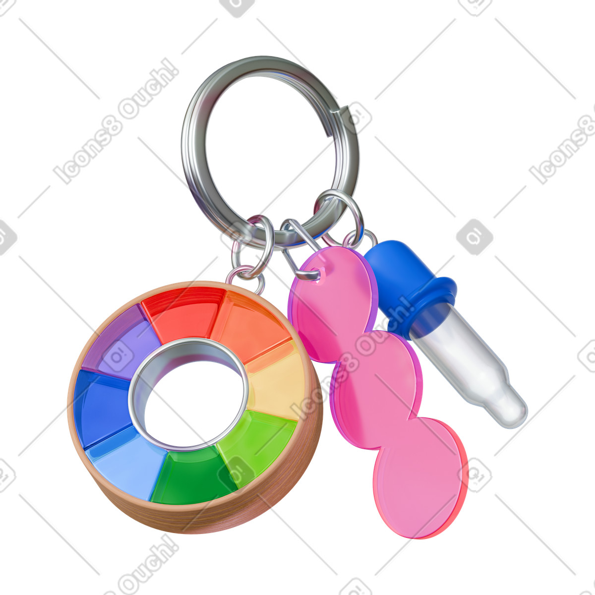 Illustration Keychain with design program tools dans le style 3D Stickle à télécharger aux formats PNG, SVG